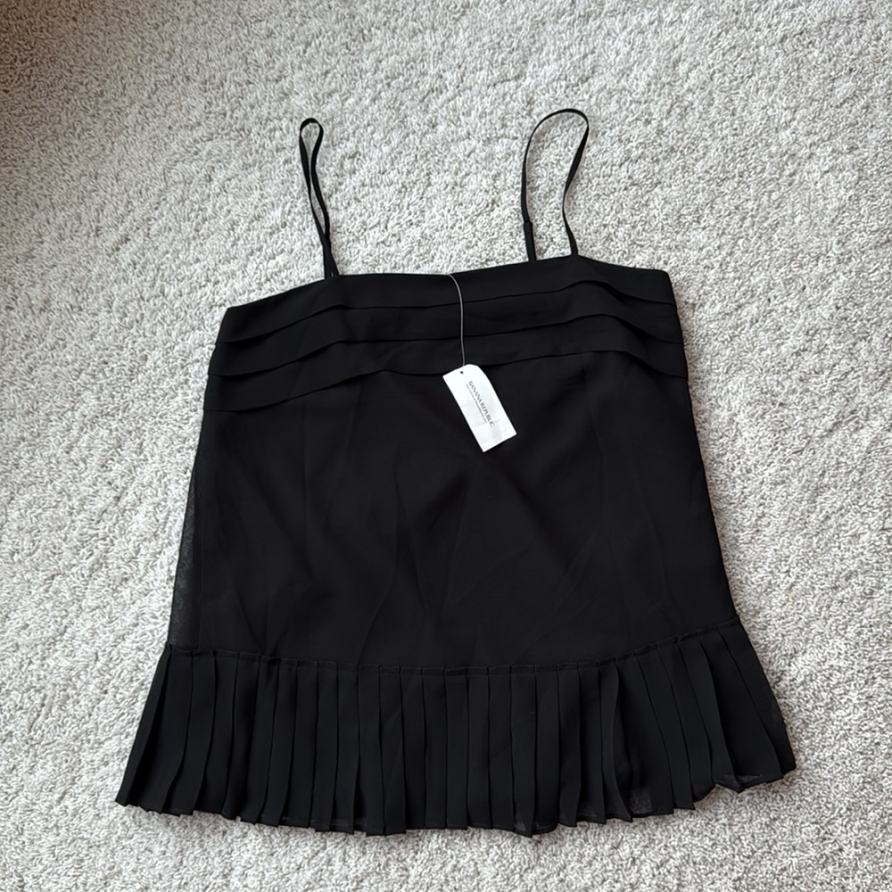Banana Republic Black Pleated Chiffon Camisole Top Size XS